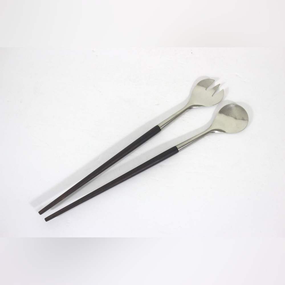 1960s Stelton Danish Modern Rosewood and Stainless Salad Servers- a Pair